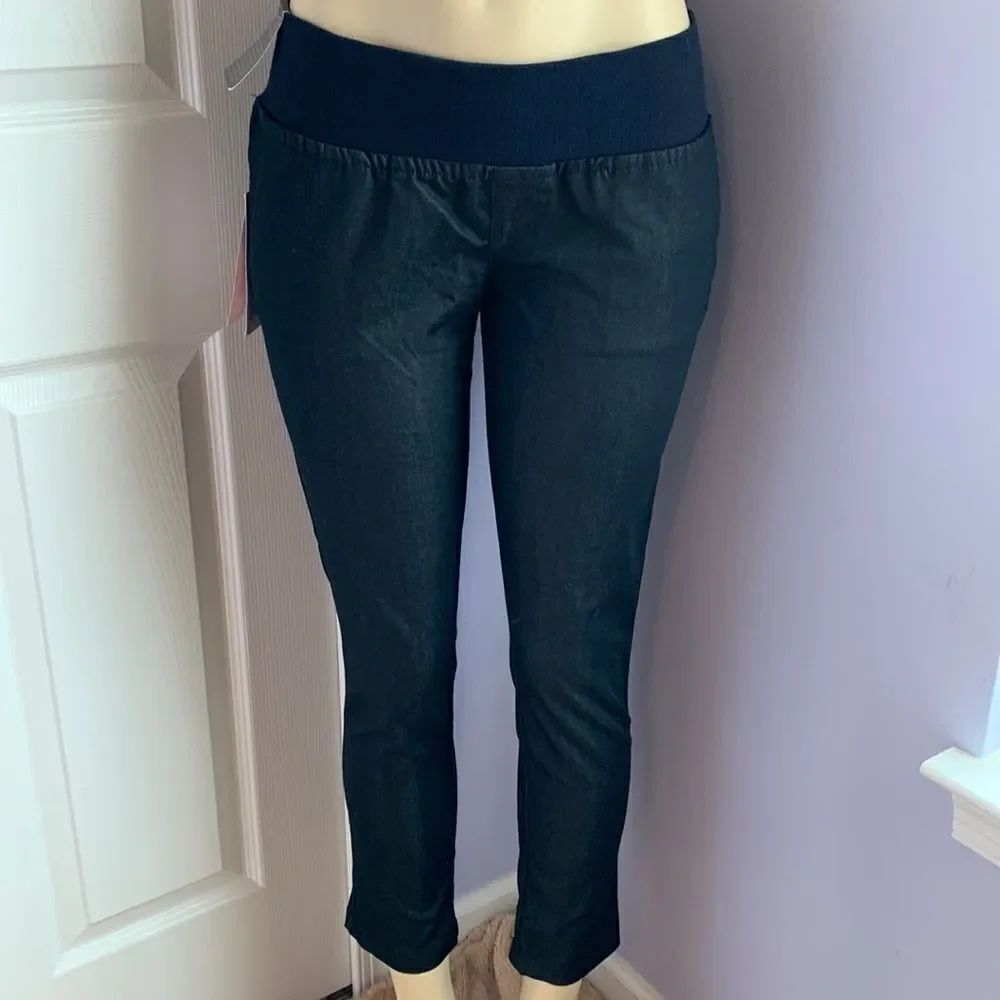 Liz Lange Maternity No Panel Ankle Leggings Jeans Dk Blue Denim S
